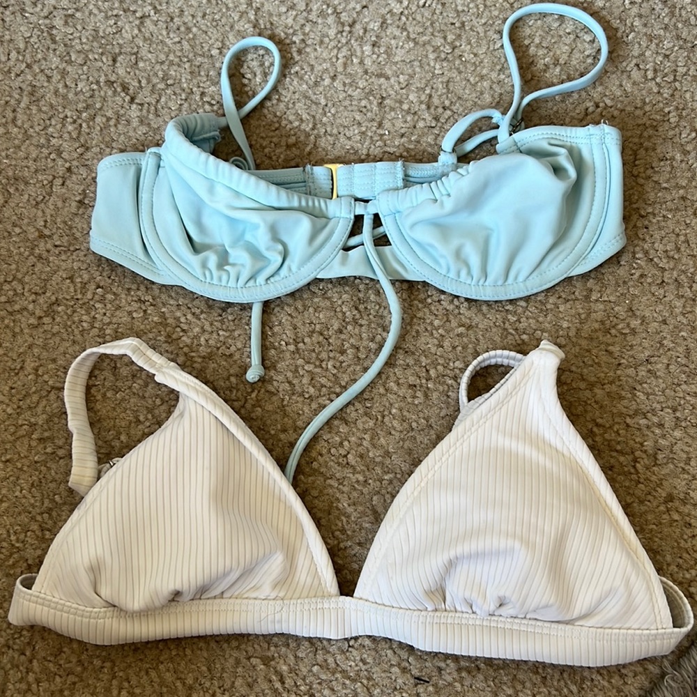 Two bikini tops